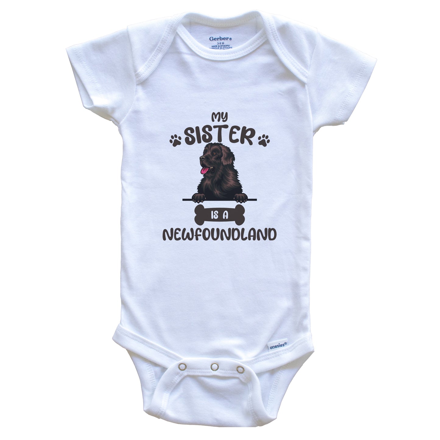My Sister Is A Newfoundland Cute Dog Breed Baby Bodysuit