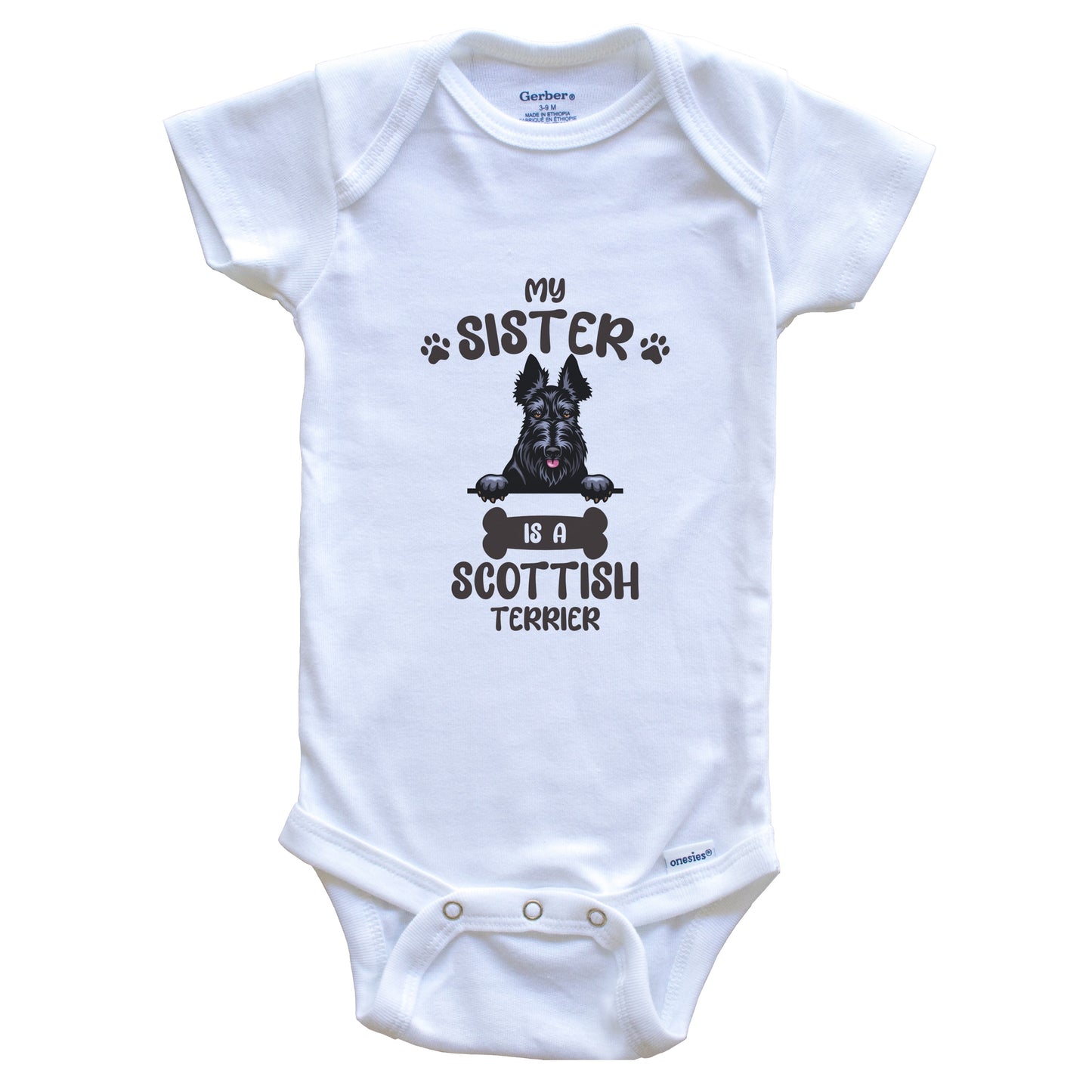 My Sister Is A Scottish Terrier Cute Dog Breed Baby Bodysuit