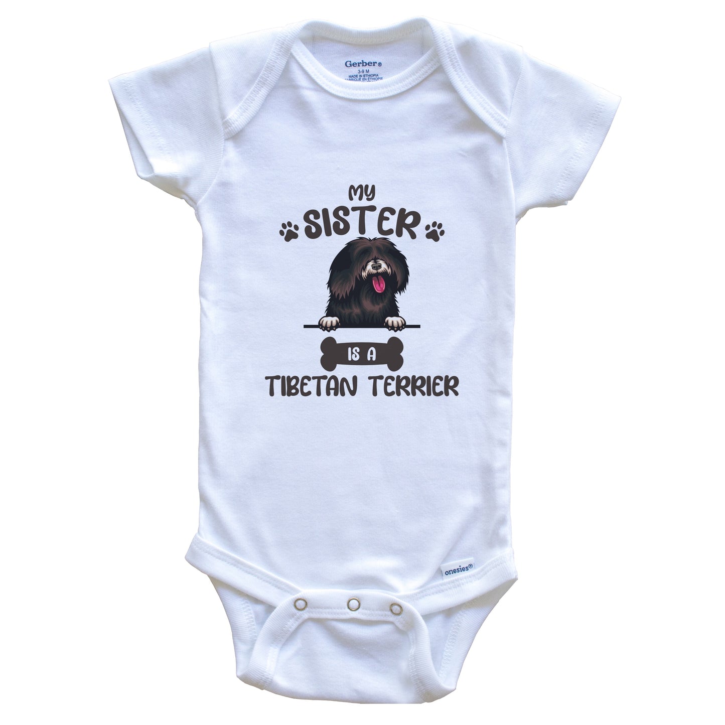 My Sister Is A Tibetan Terrier Cute Dog Breed Baby Bodysuit