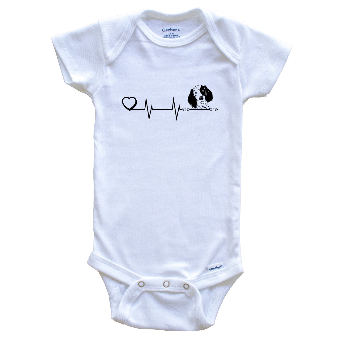 Heart Heartbeat Line Chart English Setter Dog Breed Baby Bodysuit