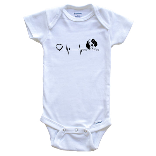 Heart Heartbeat Line Chart English Setter Dog Breed Baby Bodysuit
