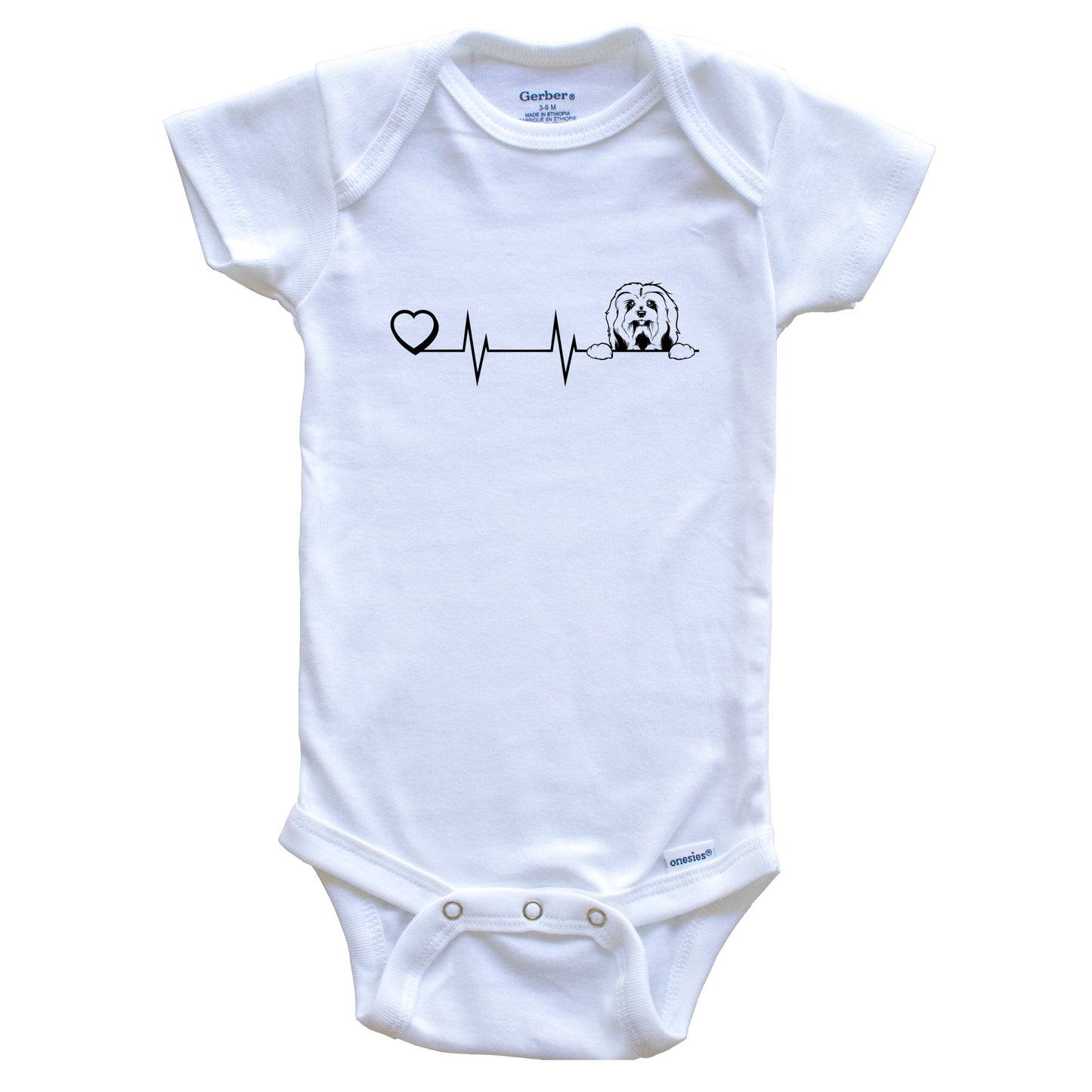 Heart Heartbeat Line Chart Havanese Dog Breed Baby Bodysuit