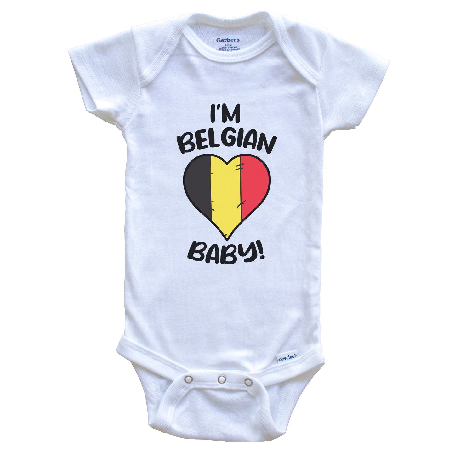 I'm Belgian Baby Funny Belgium Flag Heart Baby Bodysuit