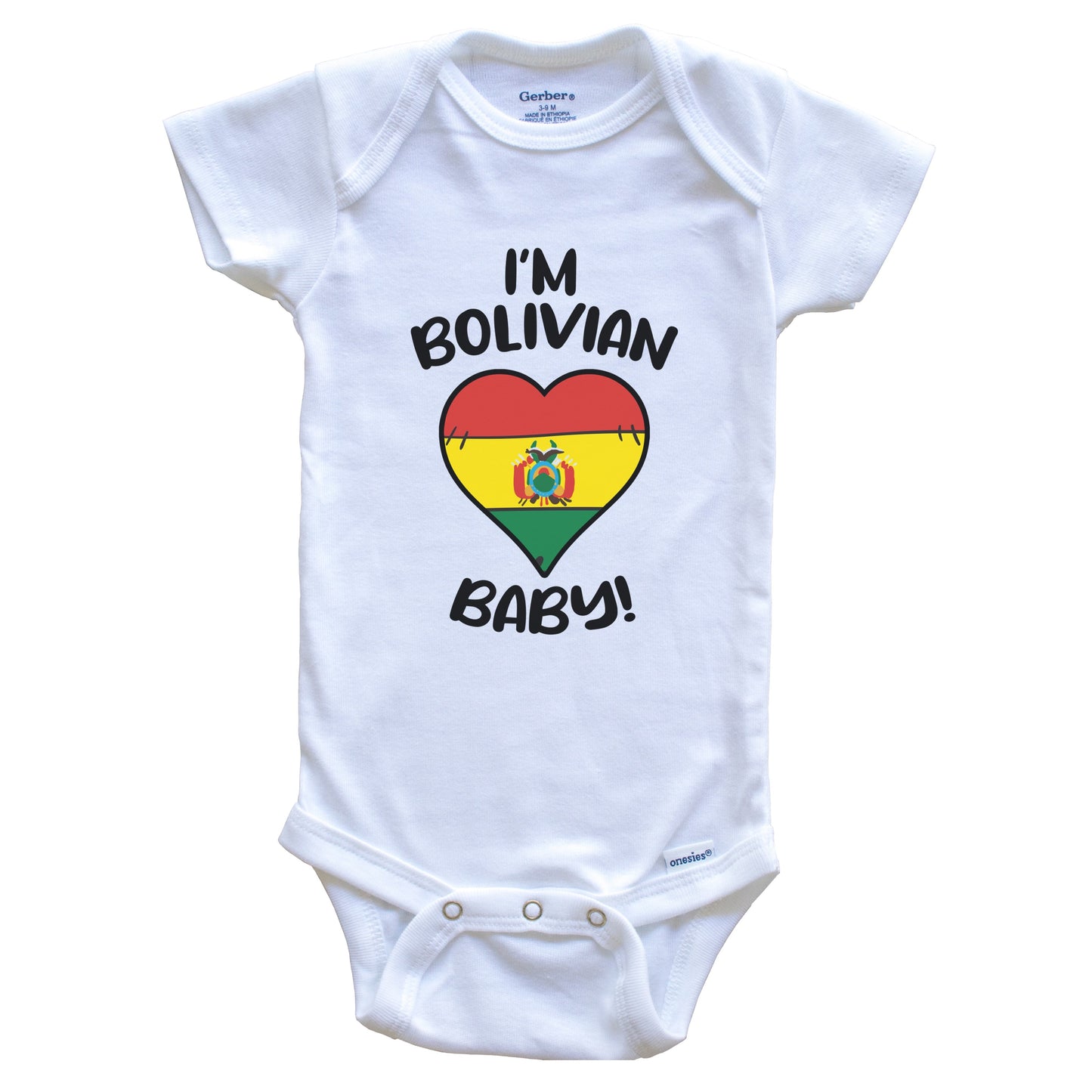I'm Bolivian Baby Funny Bolivia Flag Heart Baby Bodysuit