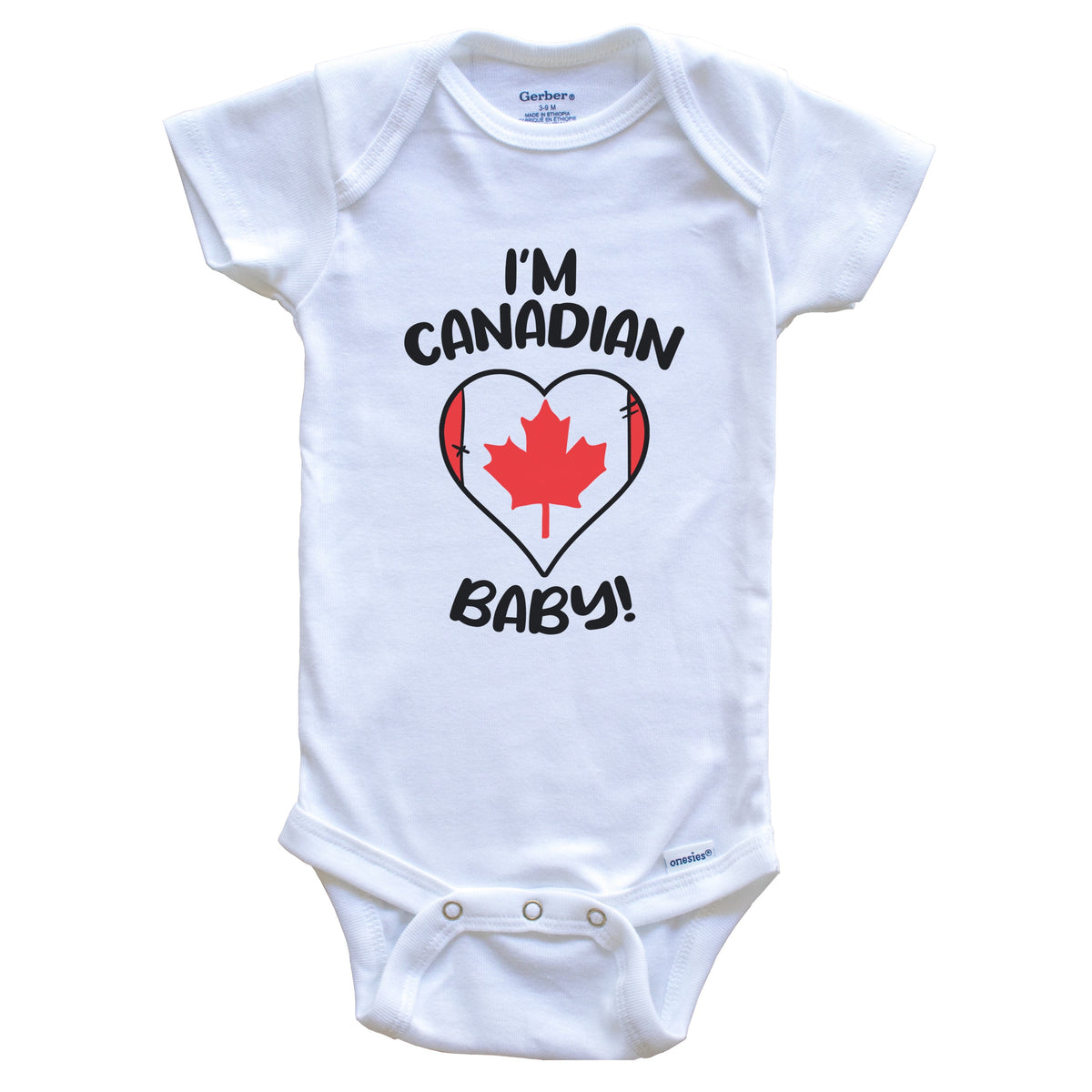I'm Canadian Baby Funny Canada Flag Heart Baby Bodysuit