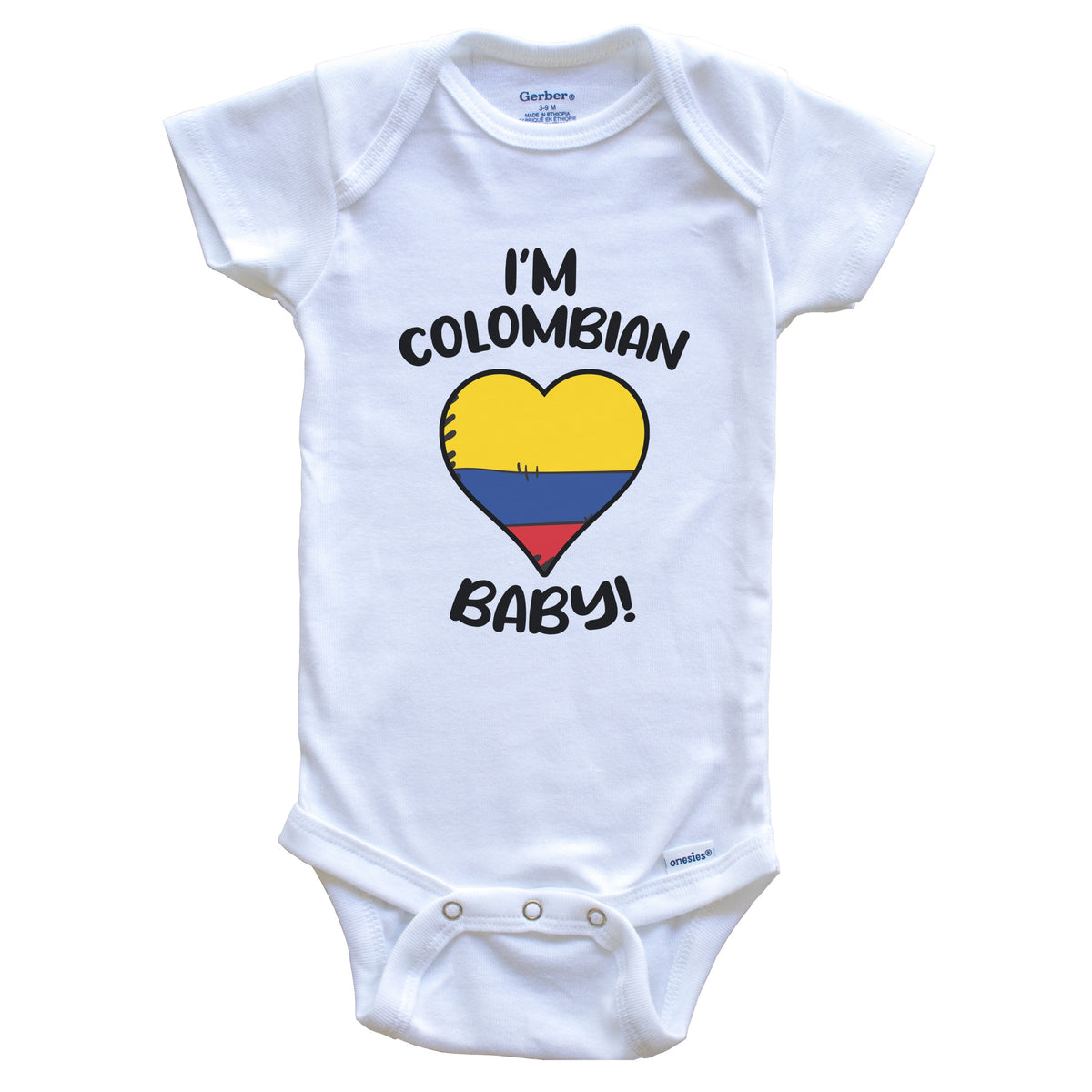 I'm Colombian Baby Funny Colombia Flag Heart Baby Bodysuit