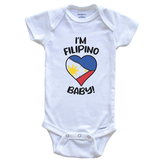I'm Filipino Baby Funny Philippines Flag Heart Baby Bodysuit