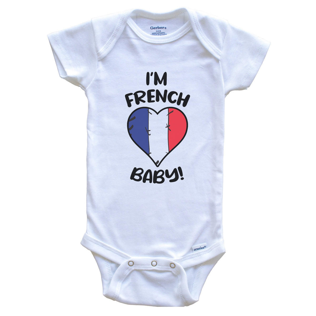 I'm French Baby Funny France Flag Heart Baby Bodysuit