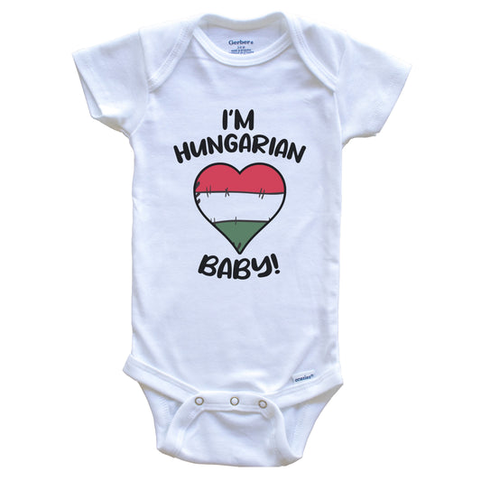 I'm Hungarian Baby Funny Hungary Flag Heart Baby Bodysuit