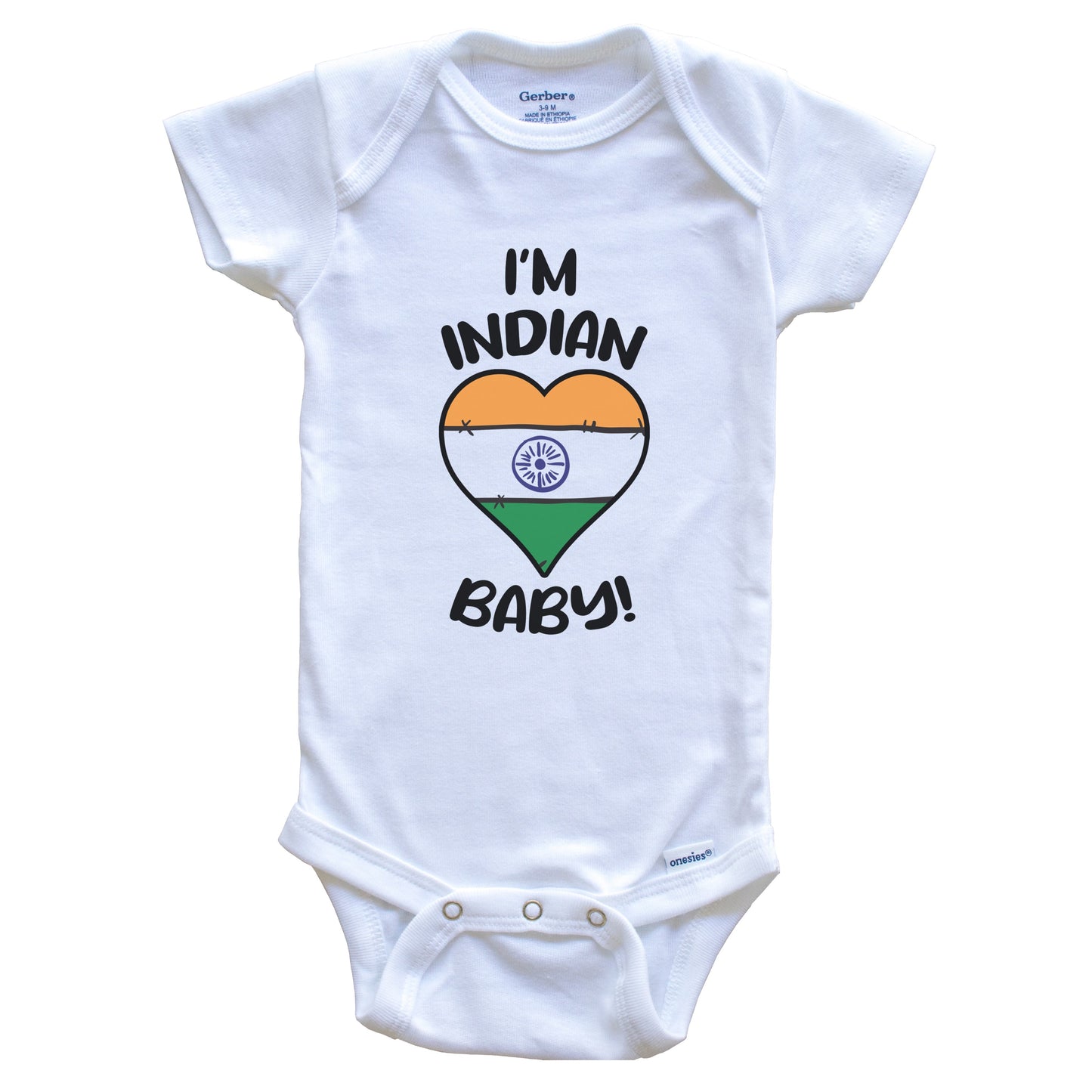 I'm Indian Baby Funny India Flag Heart Baby Bodysuit