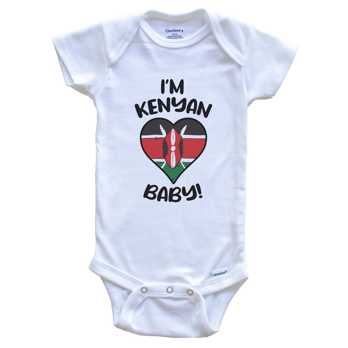 I'm Kenyan Baby Funny Kenya Flag Heart Baby Bodysuit
