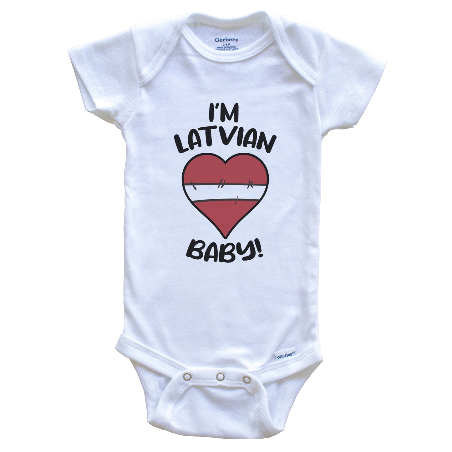 I'm Latvian Baby Funny Latvia Flag Heart Baby Bodysuit