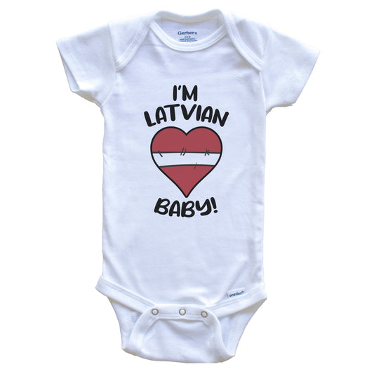 I'm Latvian Baby Funny Latvia Flag Heart Baby Bodysuit