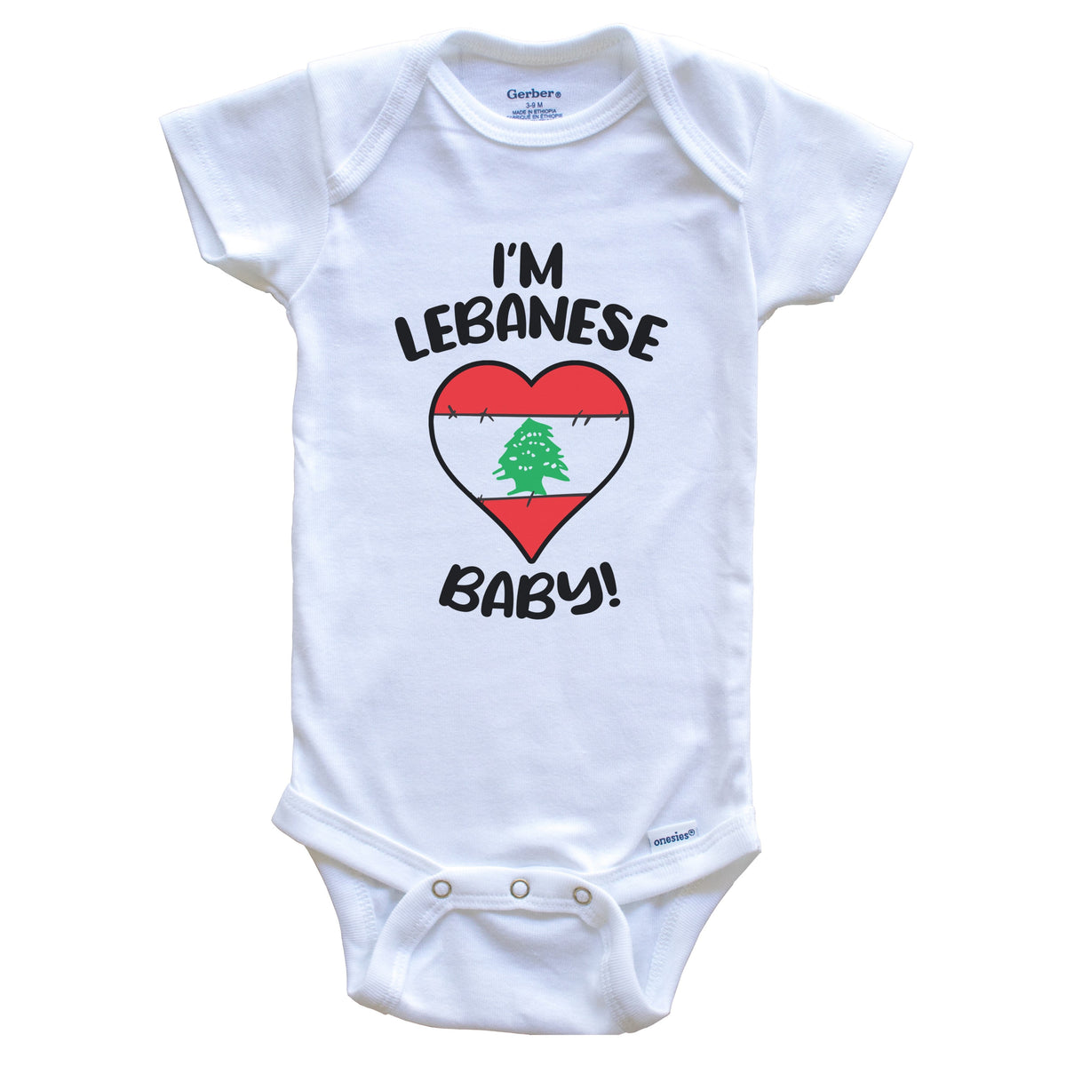 I'm Lebanese Baby Funny Lebanon Flag Heart Baby Bodysuit