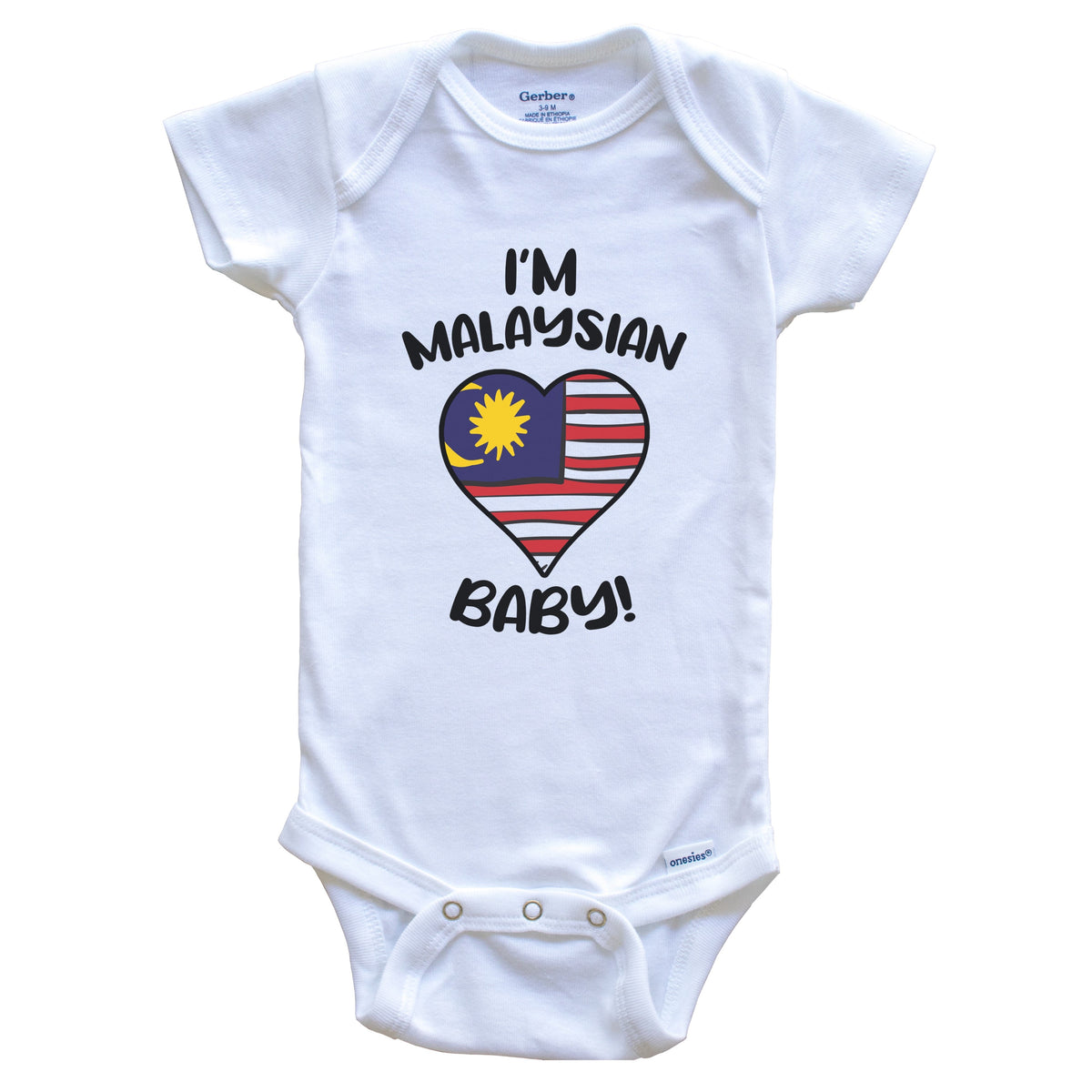 I'm Malaysian Baby Funny Malaysia Flag Heart Baby Bodysuit