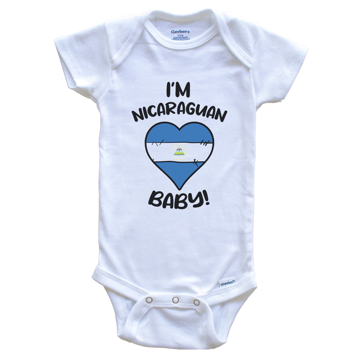 I'm Nicaraguan Baby Funny Nicaragua Flag Heart Baby Bodysuit