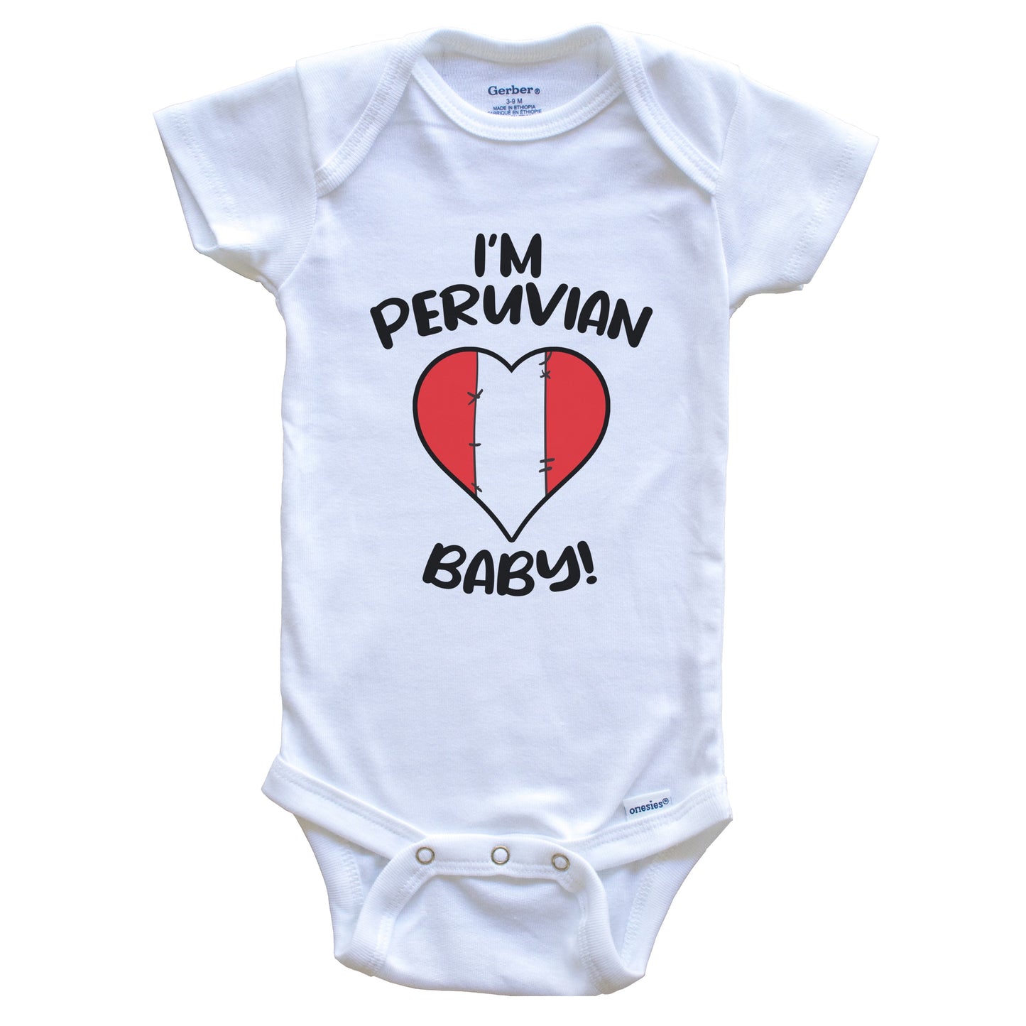 I'm Peruvian Baby Funny Peru Flag Heart Baby Bodysuit