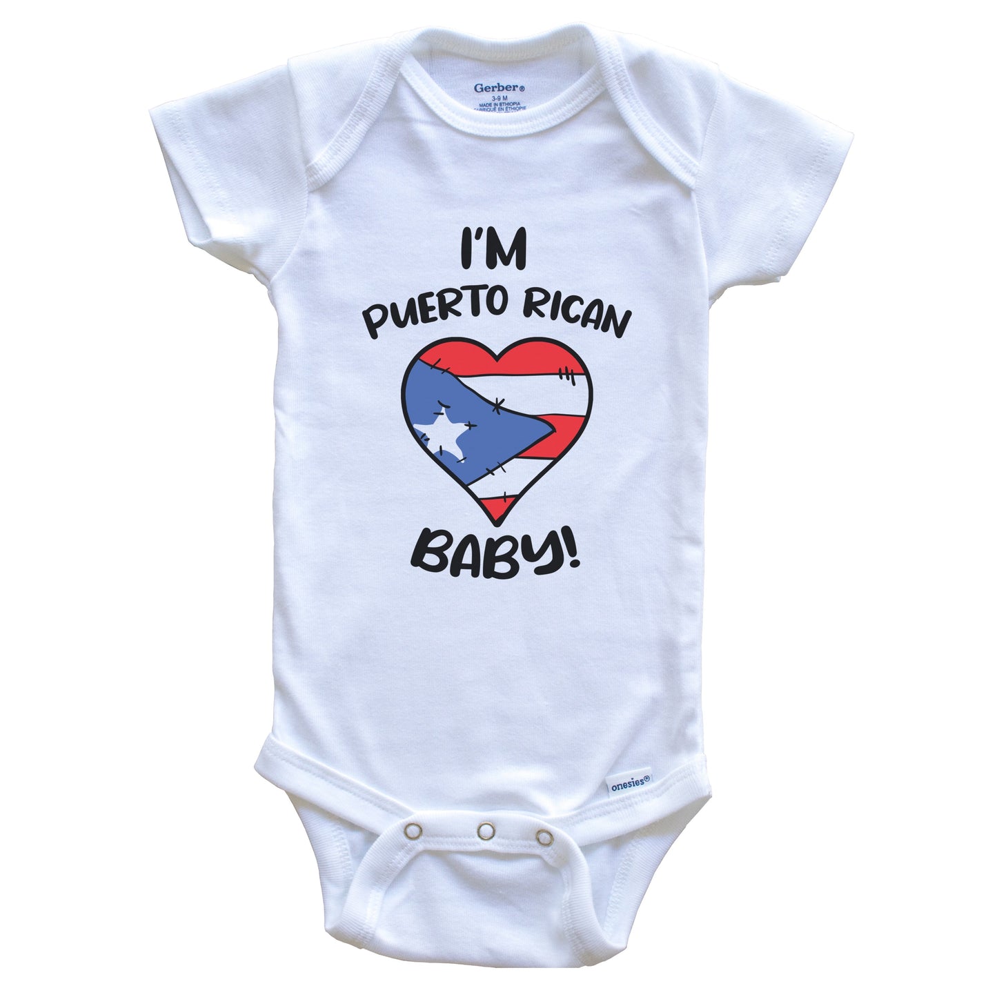 I'm Puerto Rican Baby Funny Puerto Rico Flag Heart Baby Bodysuit