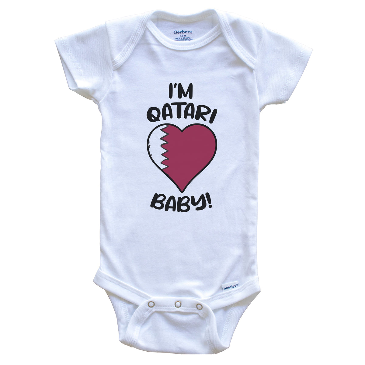 I'm Qatari Baby Funny Qatar Flag Heart Baby Bodysuit