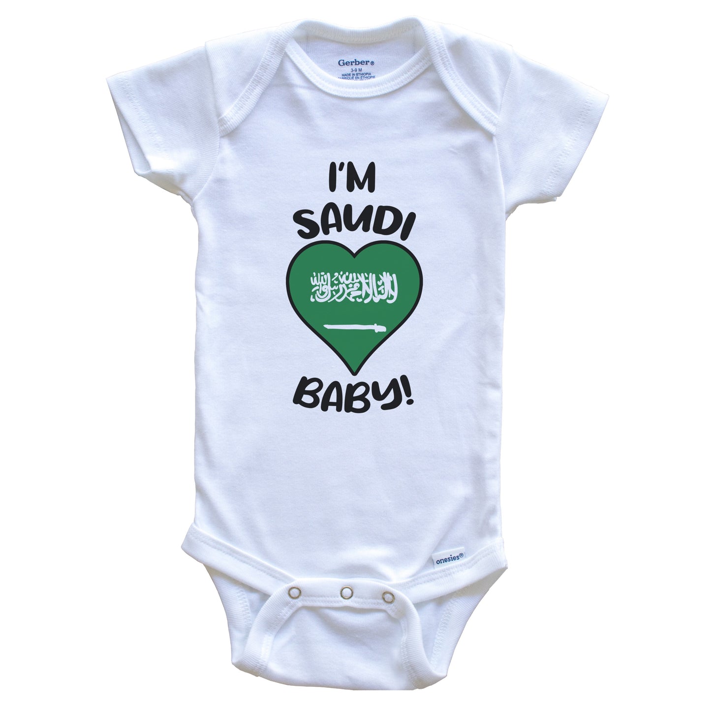 I'm Saudi Baby Funny Saudi Arabia Flag Heart Baby Bodysuit