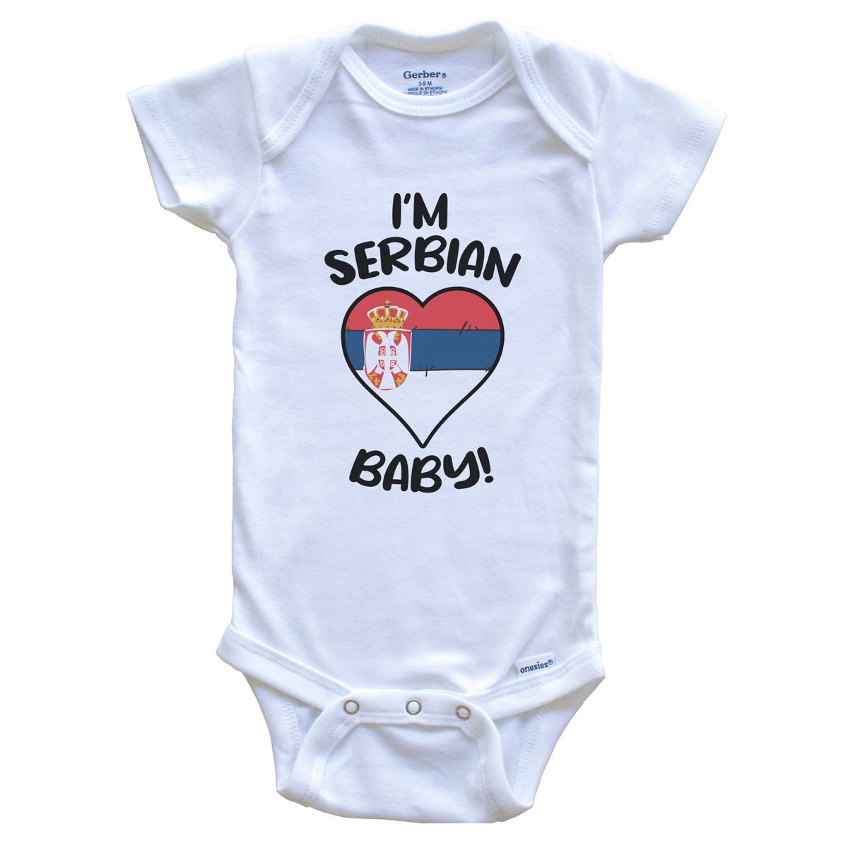 I'm Serbian Baby Funny Serbia Flag Heart Baby Bodysuit