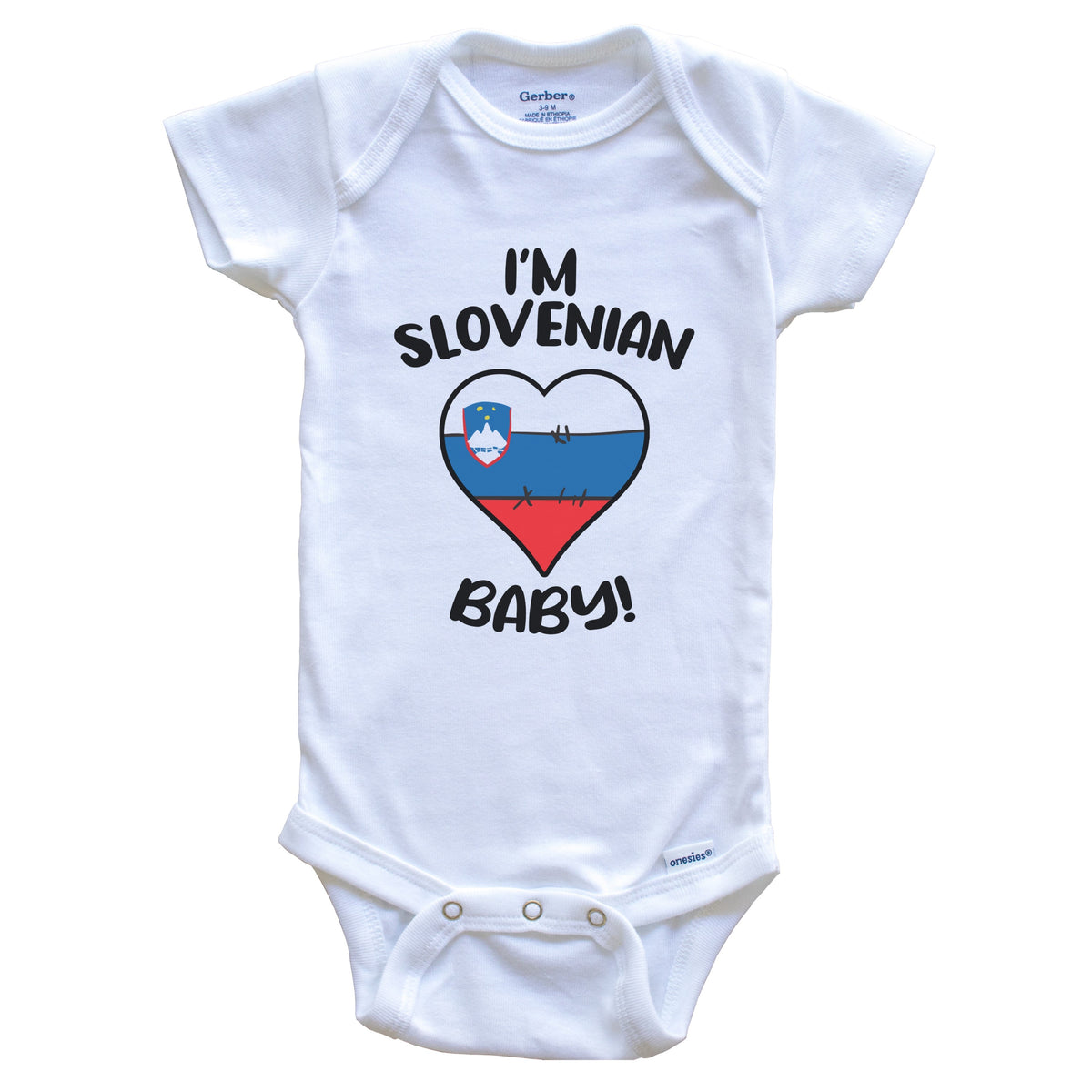 I'm Slovenian Baby Funny Slovenia Flag Heart Baby Bodysuit