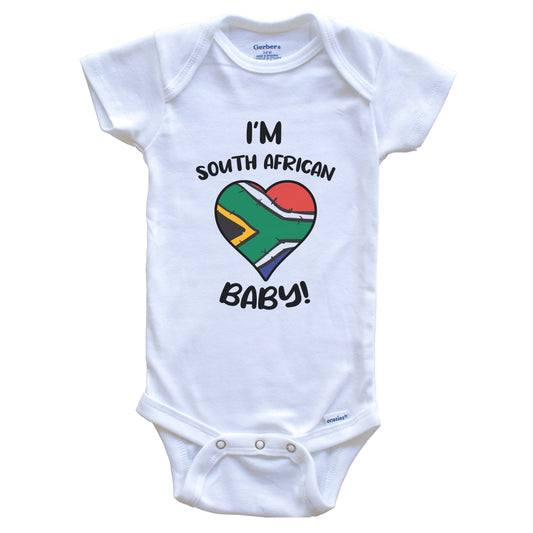 I'm South African Baby Funny South Africa Flag Heart Baby Bodysuit