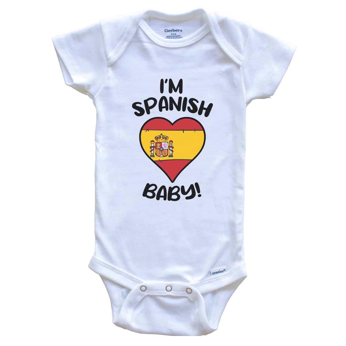 I'm Spanish Baby Funny Spain Flag Heart Baby Bodysuit