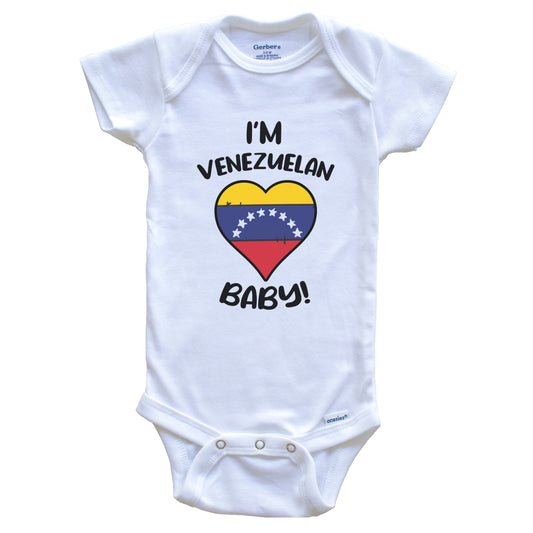 I'm Venezuelan Baby Funny Venezuela Flag Heart Baby Bodysuit