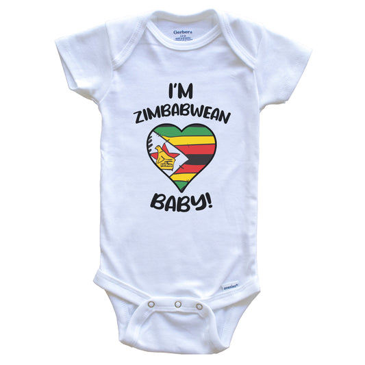 I'm Zimbabwean Baby Funny Zimbabwe Flag Heart Baby Bodysuit