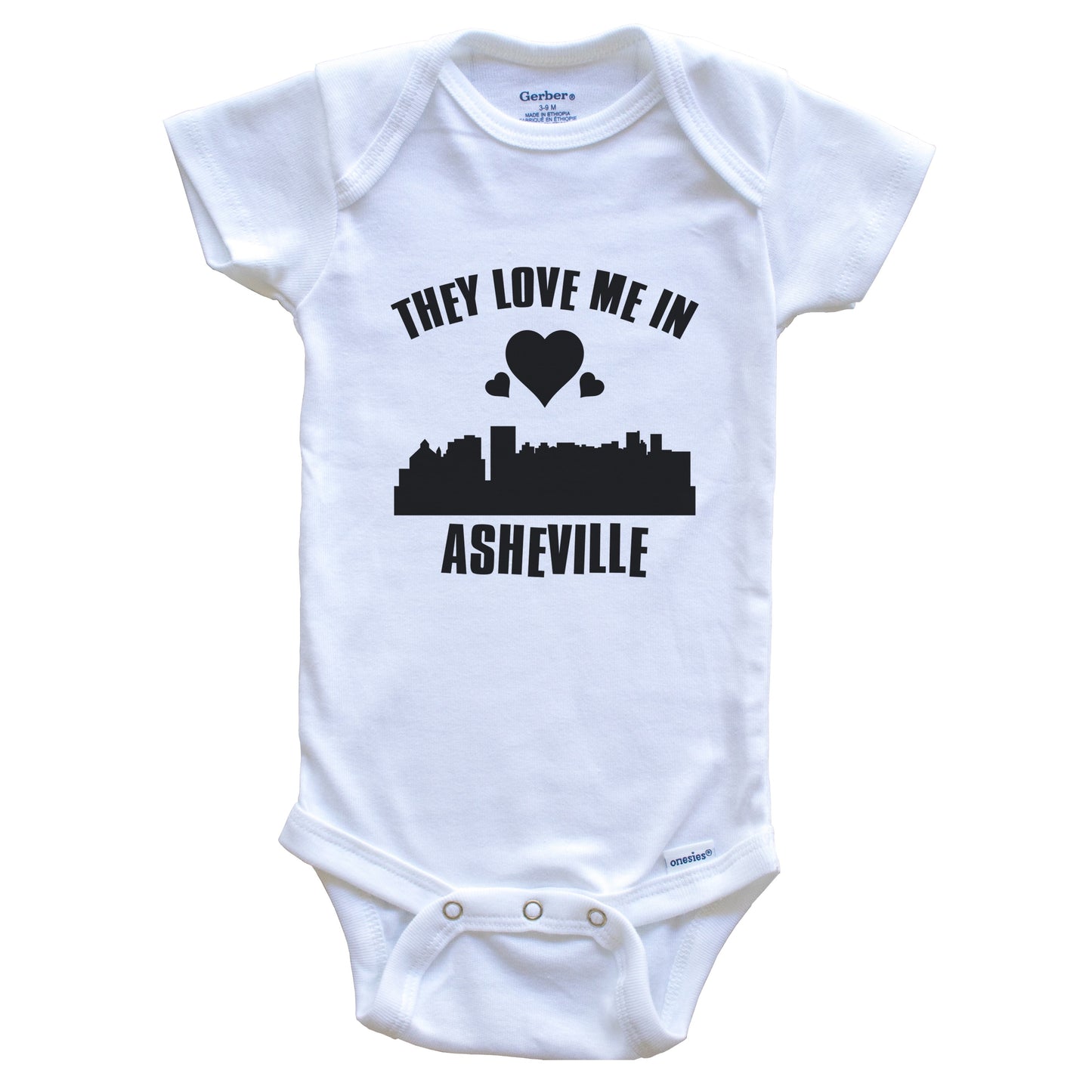 They Love Me In Asheville North Carolina Hearts Skyline One Piece Baby Bodysuit