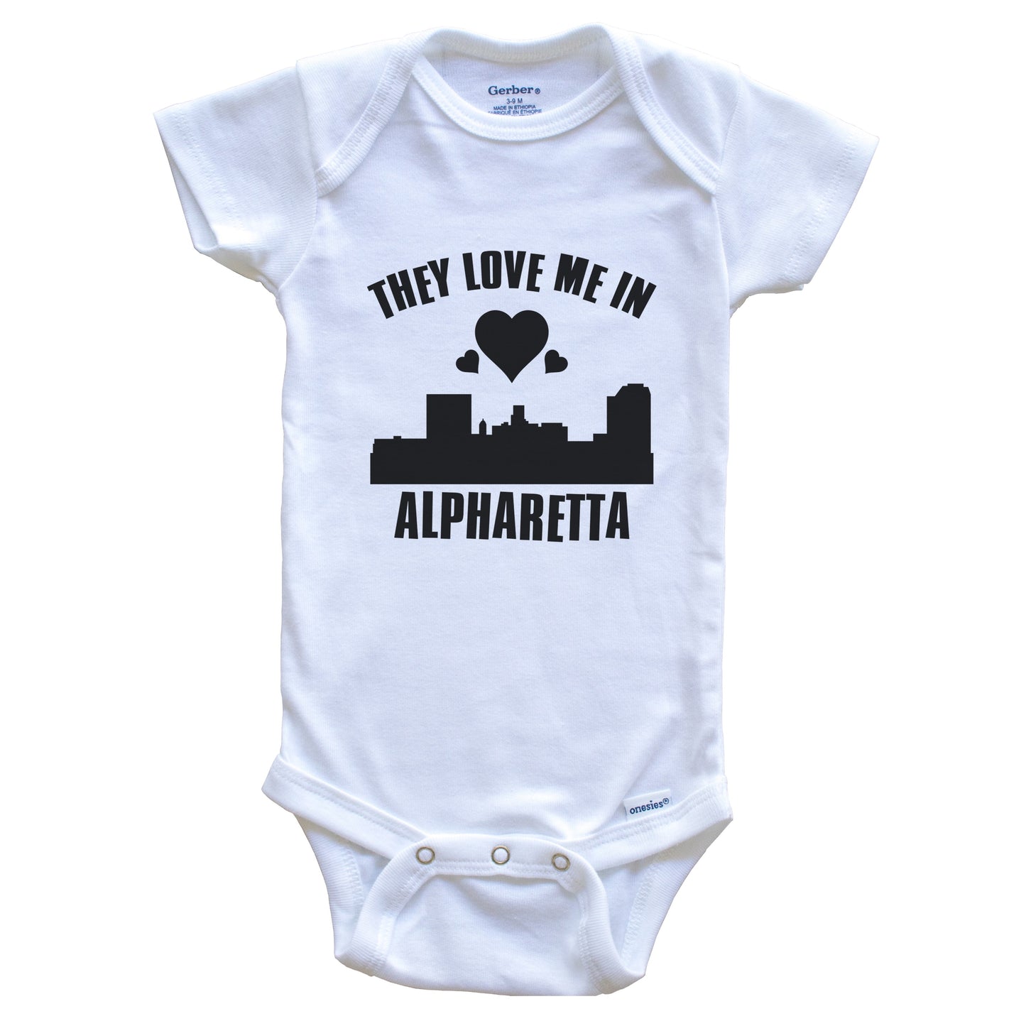 They Love Me In Augusta Georgia Hearts Skyline One Piece Baby Bodysuit