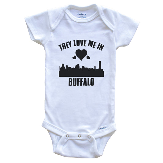 They Love Me In Buffalo New York Hearts Skyline One Piece Baby Bodysuit
