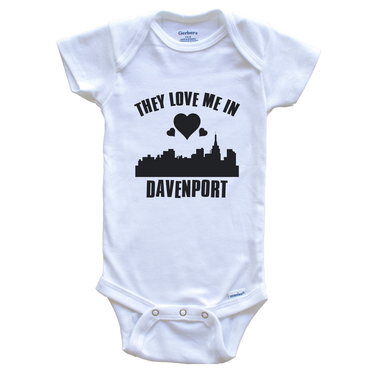They Love Me In Davenport Iowa Hearts Skyline One Piece Baby Bodysuit