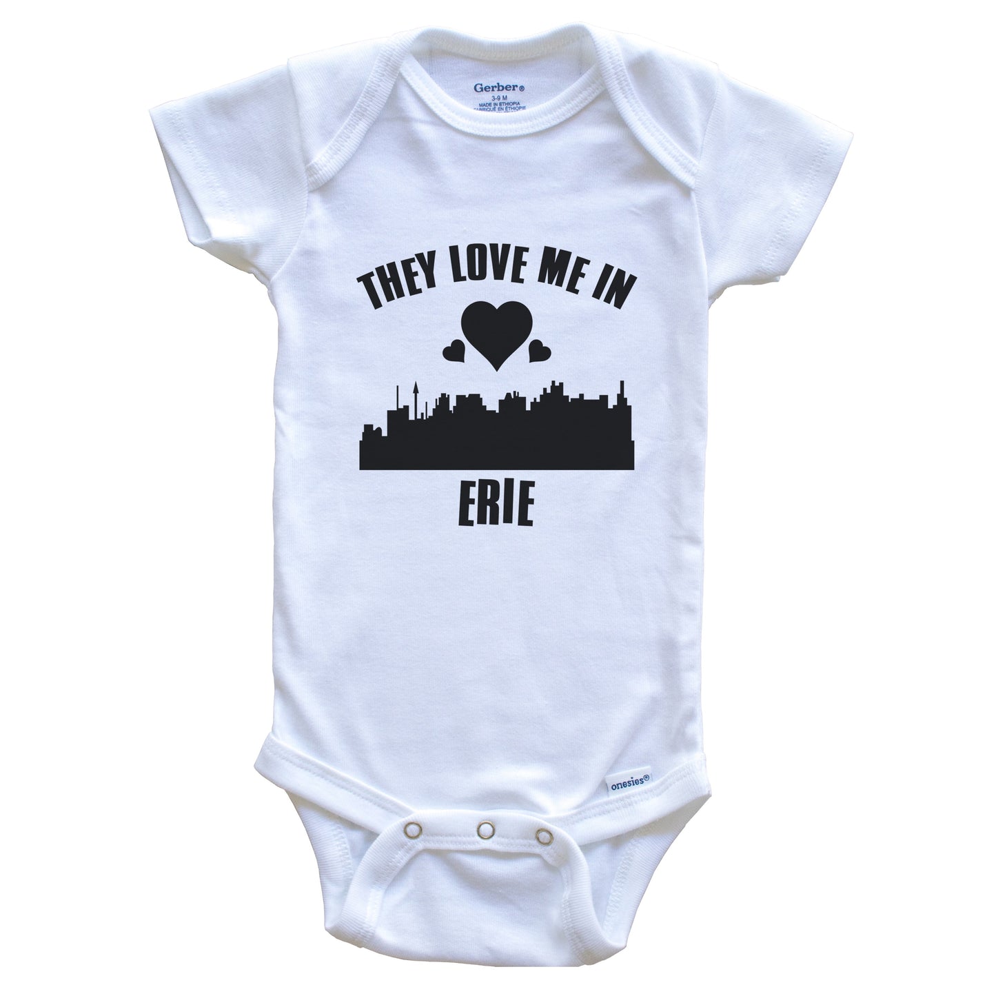 They Love Me In Erie Pennsylvania Hearts Skyline One Piece Baby Bodysuit