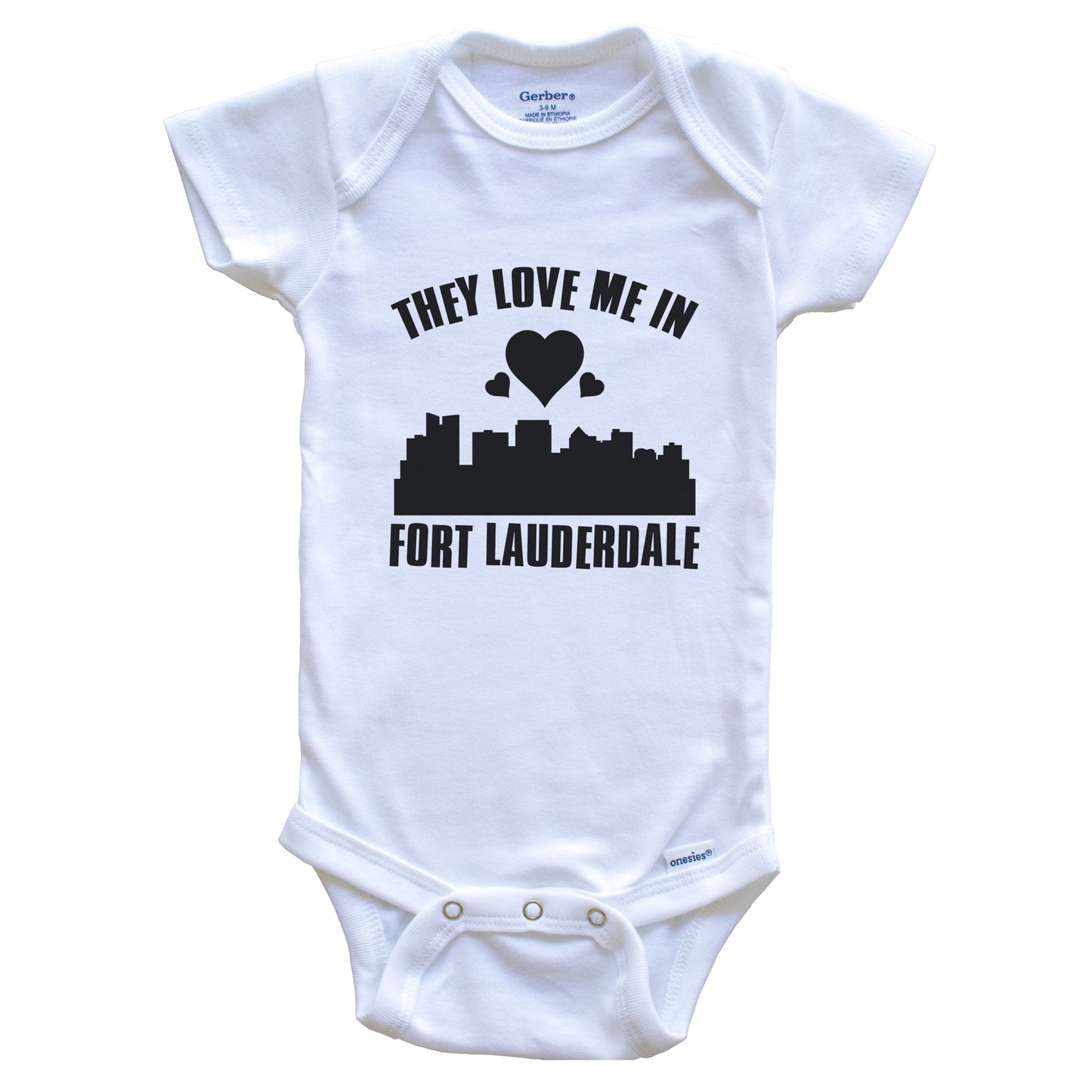 They Love Me In Fort Lauderdale Florida Hearts Skyline One Piece Baby Bodysuit