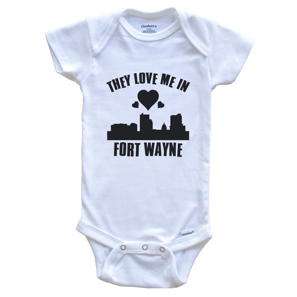 They Love Me In Fort Wayne Indiana Hearts Skyline One Piece Baby Bodysuit