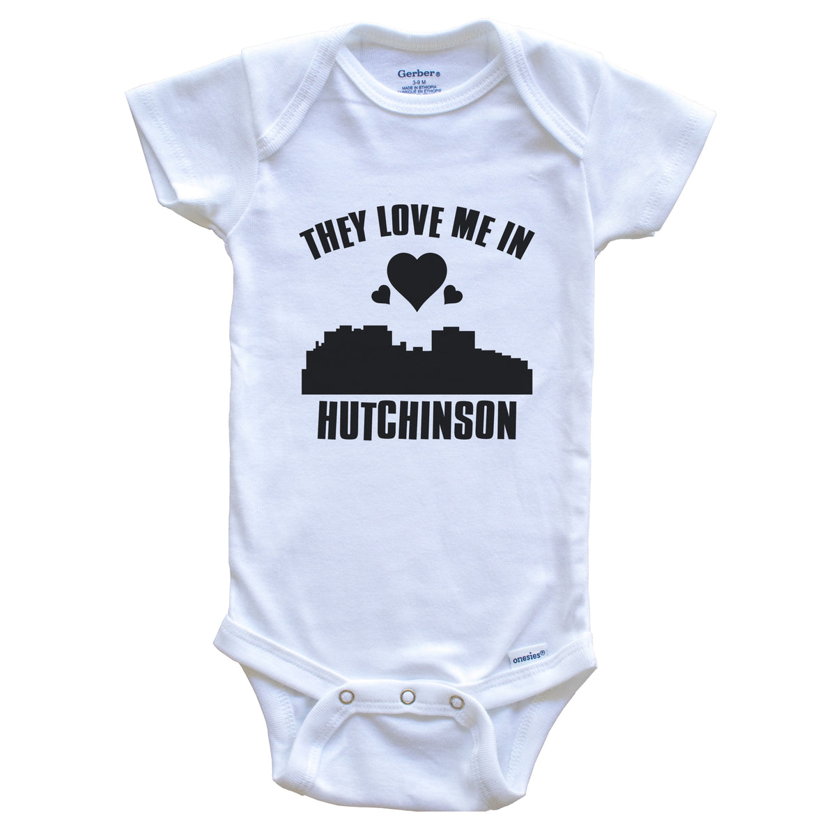 They Love Me In Hutchinson Kansas Hearts Skyline One Piece Baby Bodysuit
