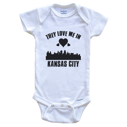They Love Me In Kansas City Missouri Hearts Skyline One Piece Baby Bodysuit