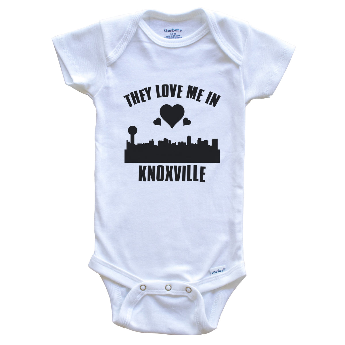 They Love Me In Knoxville Tennessee Hearts Skyline One Piece Baby Bodysuit