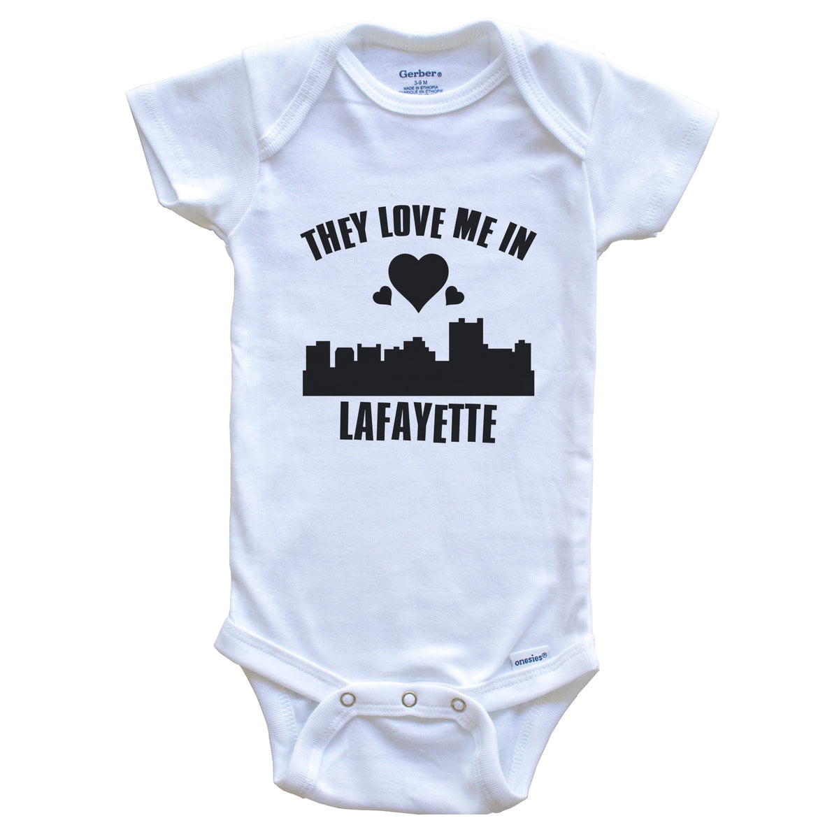 They Love Me In Lafayette Louisiana Hearts Skyline One Piece Baby Bodysuit