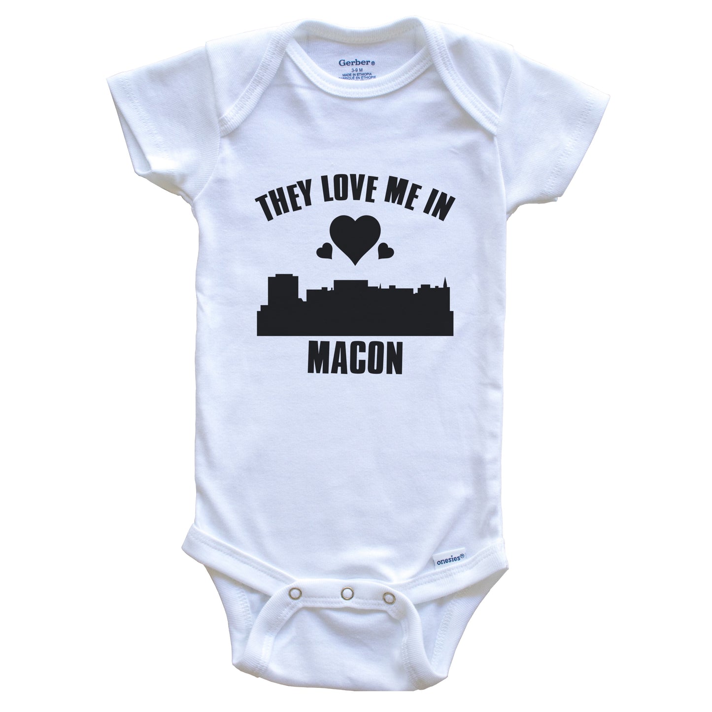 They Love Me In Macon Georgia Hearts Skyline One Piece Baby Bodysuit