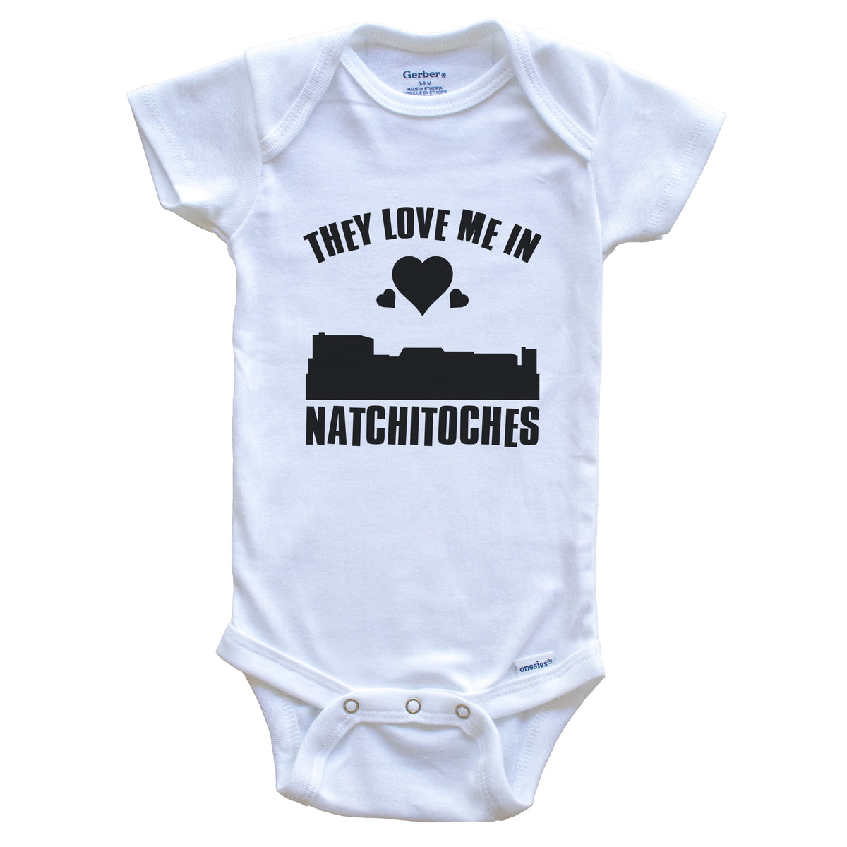They Love Me In Natchitoches Louisiana Hearts Skyline One Piece Baby Bodysuit