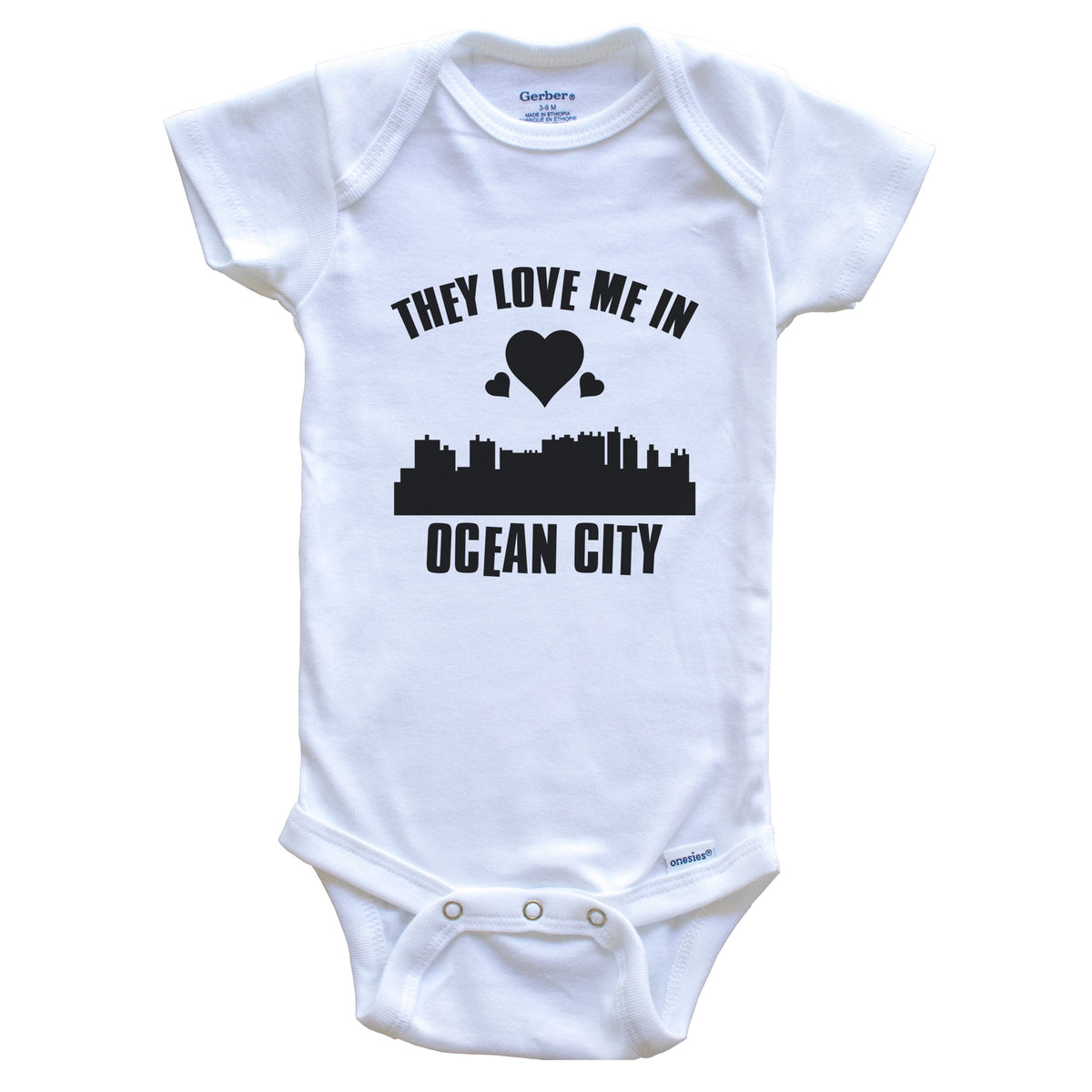 They Love Me In Ocean City Maryland Hearts Skyline One Piece Baby Bodysuit