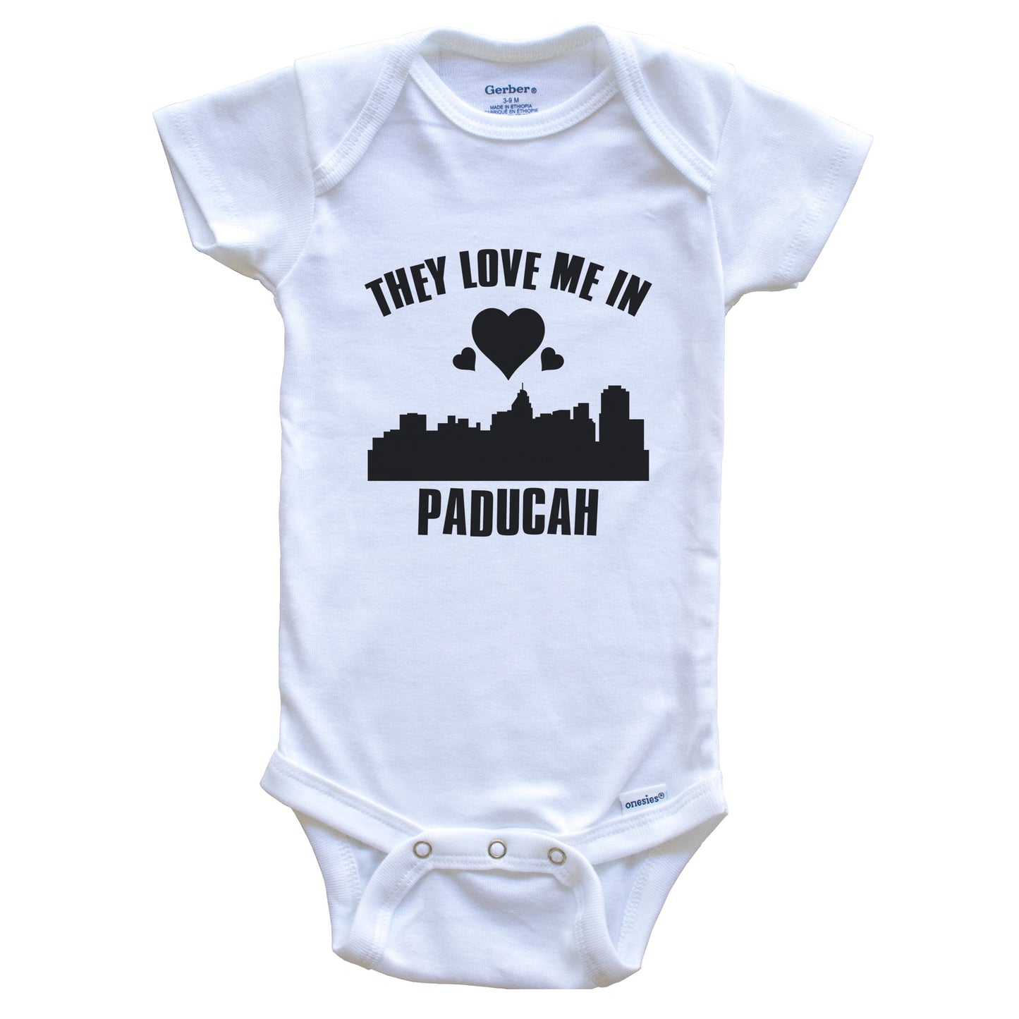 They Love Me In Paducah Kentucky Hearts Skyline One Piece Baby Bodysuit