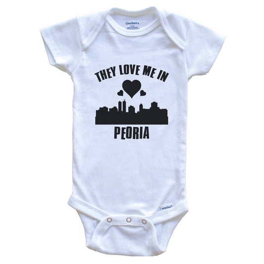 They Love Me In Peoria Illinois Hearts Skyline One Piece Baby Bodysuit