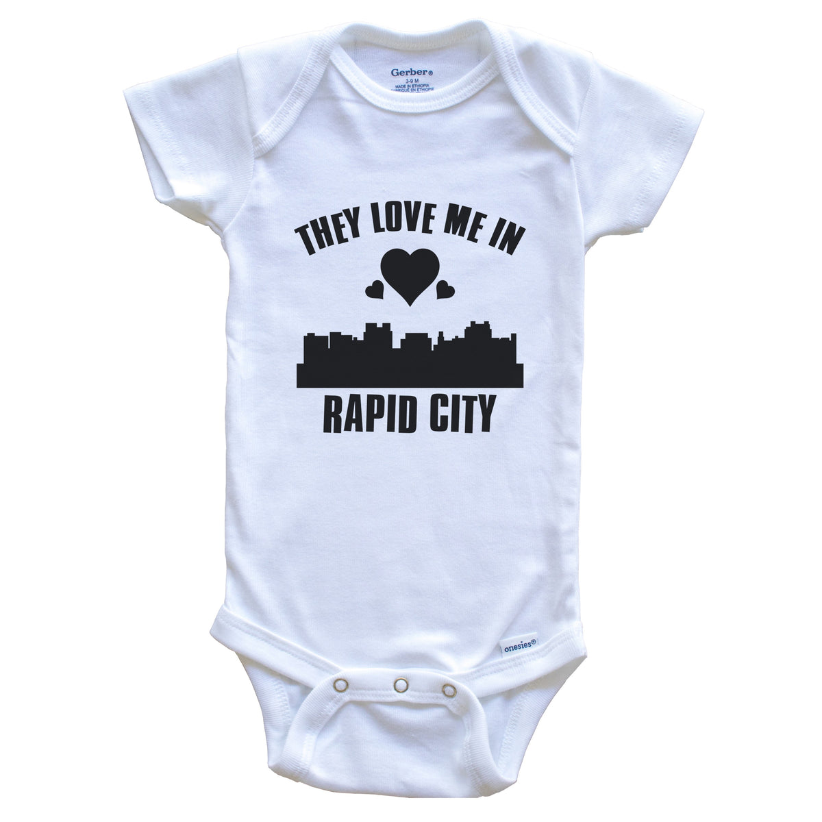 They Love Me In Rapid City South Dakota Hearts Skyline One Piece Baby Bodysuit