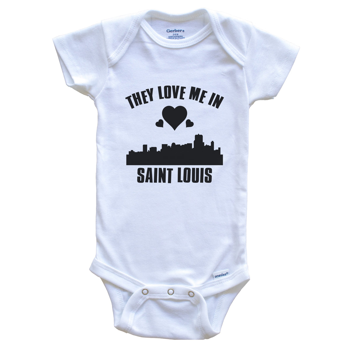 They Love Me In Saint Louis Missouri Hearts Skyline One Piece Baby Bodysuit
