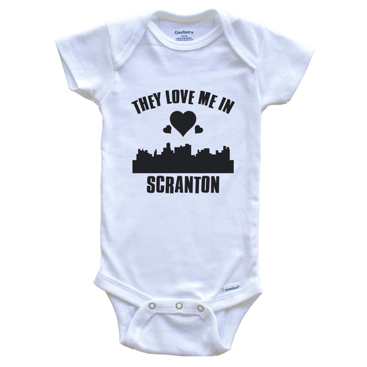 They Love Me In Scranton Pennsylvania Hearts Skyline One Piece Baby Bodysuit