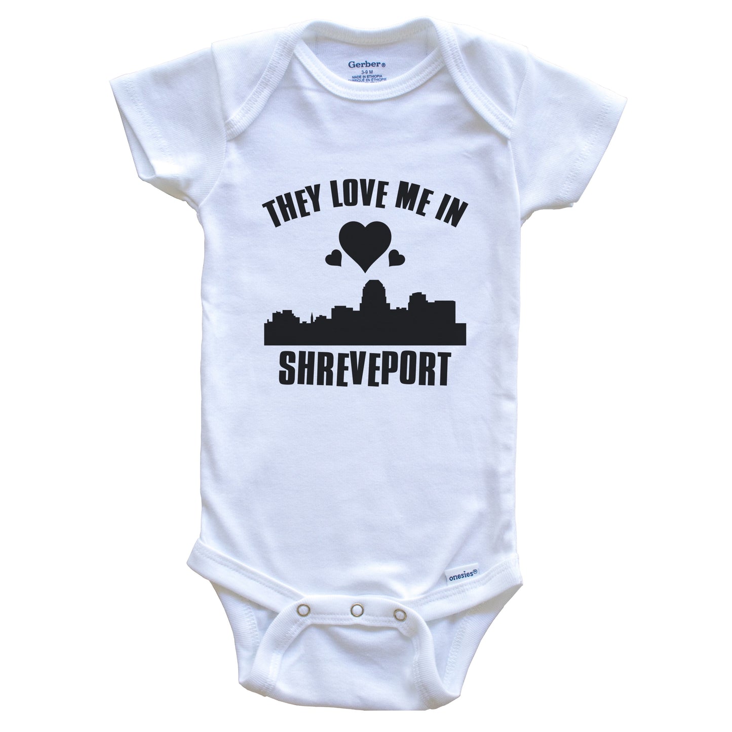 They Love Me In Shreveport Louisiana Hearts Skyline One Piece Baby Bodysuit